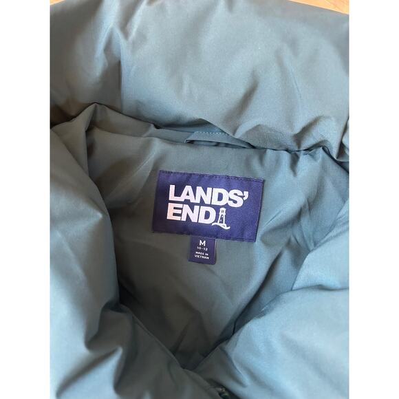 Lands' End Women's 600 Fill Quilted Stretch Down Wrap Coat Spruce Green M - Picture 2 of 6